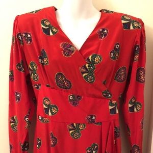 vintage NWT Holt Renfrew red silk dress heart 8